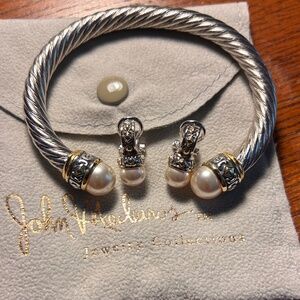 John Medeiros pearl cuff bracelet and earrings